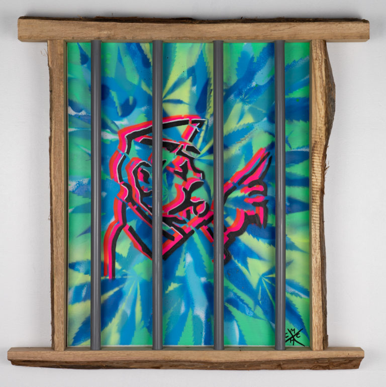 GANJA is not CRIME - DON'T GO TO JAIL ! n°4 avec cadre fenêtre PRISON